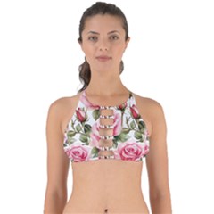 Flower Rose Pink Perfectly Cut Out Bikini Top by Ravend