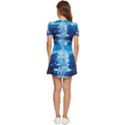 Water Blue Wallpaper V-Neck High Waist Chiffon Mini Dress View4