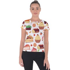 Dessert And Cake For Food Pattern Short Sleeve Sports Top  by Grandong