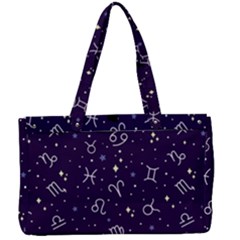 Vector Seamless Dark Zodiac Sign Star Symbol Pattern Canvas Work Bag by Grandong