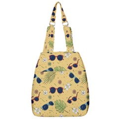 Seamless Pattern Of Sunglasses Tropical Leaves And Flower Center Zip Backpack by Grandong