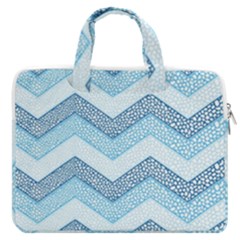 Seamless Pattern Of Cute Summer Blue Line Zigzag Macbook Pro 13  Double Pocket Laptop Bag by Grandong