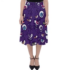 Eye Artwork Decor Eyes Pattern Purple Form Backgrounds Illustration Classic Midi Skirt