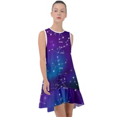 Realistic Night Sky With Constellations Frill Swing Dress by Cowasu