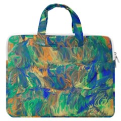 Blue On Green Flow Macbook Pro 16  Double Pocket Laptop Bag  by kaleidomarblingart