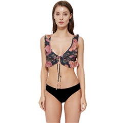 Flower Pattern Low Cut Ruffle Edge Bikini Top