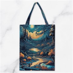 Forest River Night Evening Moon Classic Tote Bag by pakminggu