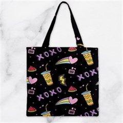 Cute-girl-things-seamless-background Zipper Grocery Tote Bag by pakminggu