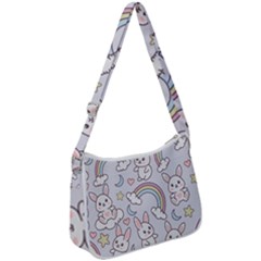 Seamless-pattern-with-cute-rabbit-character Zip Up Shoulder Bag by pakminggu