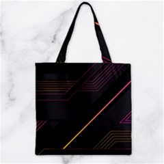 Gradient-geometric-shapes-dark-background Zipper Grocery Tote Bag by pakminggu