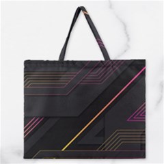 Gradient-geometric-shapes-dark-background Zipper Large Tote Bag by pakminggu