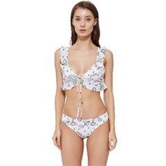 Cute-art-print-pattern Low Cut Ruffle Edge Bikini Set