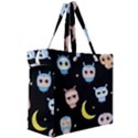 Cute-owl-doodles-with-moon-star-seamless-pattern Canvas Travel Bag View3