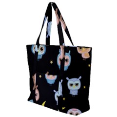 Cute-owl-doodles-with-moon-star-seamless-pattern Zip Up Canvas Bag by pakminggu