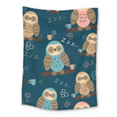 Seamless-pattern-owls-dreaming Medium Tapestry