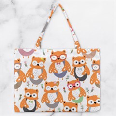 Cute-colorful-owl-cartoon-seamless-pattern Zipper Medium Tote Bag by pakminggu