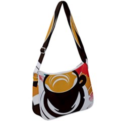 Coffee Tea Cappuccino Zip Up Shoulder Bag by uniart180623