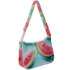 Watermelon Fruit Juicy Summer Heat Zip Up Shoulder Bag by uniart180623