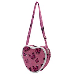 Pink Glitter Butterfly Heart Shoulder Bag by uniart180623