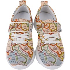 Vintage World Map Europe Globe Country State Kids  Velcro Strap Shoes by Grandong