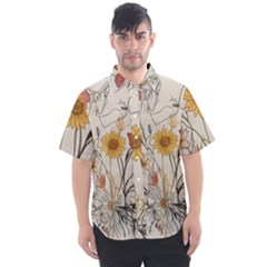 Woman Flower Pattern Men s Short Sleeve Shirt