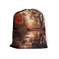 Trees Sunset Mist Drawstring Pouch (xl) by pakminggu