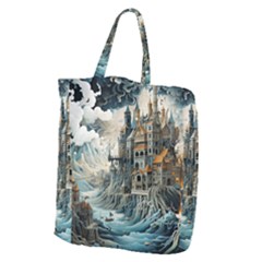 Castle Storm Sea Giant Grocery Tote by pakminggu