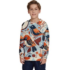 Vintage Birds Pattern Kids  Crewneck Sweatshirt