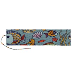 Cartoon Underwater Seamless Pattern With Crab Fish Seahorse Coral Marine Elements Roll Up Canvas Pencil Holder (l) by uniart180623