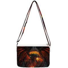 Dragon Art Fire Digital Fantasy Double Gusset Crossbody Bag by Bedest