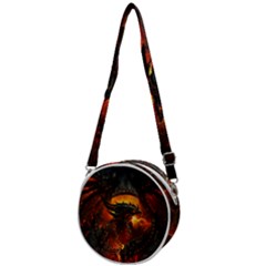 Dragon Art Fire Digital Fantasy Crossbody Circle Bag by Bedest