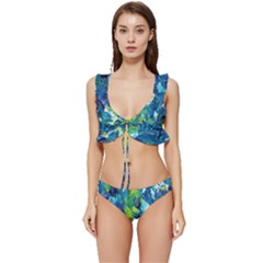 Painting-01 Low Cut Ruffle Edge Bikini Set