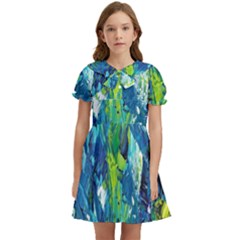 Painting-01 Kids  Bow Tie Puff Sleeve Dress