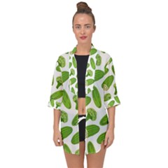 Vegetable Pattern With Composition Broccoli Open Front Chiffon Kimono by pakminggu