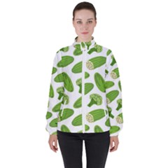 Vegetable Pattern With Composition Broccoli Women s High Neck Windbreaker by pakminggu