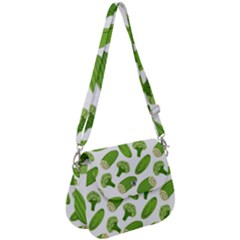 Vegetable Pattern With Composition Broccoli Saddle Handbag by pakminggu