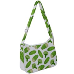 Vegetable Pattern With Composition Broccoli Zip Up Shoulder Bag by pakminggu