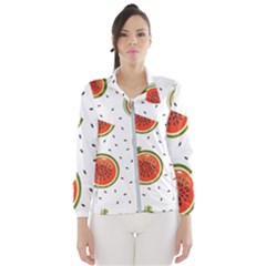 Seamless Background Pattern With Watermelon Slices Women s Windbreaker by pakminggu