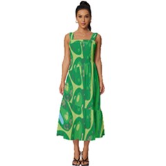 Golf Course Par Golf Course Green Square Neckline Tiered Midi Dress by Cowasu