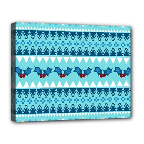 Blue Christmas Vintage Ethnic Seamless Pattern Canvas 14  X 11  (stretched) by Bedest