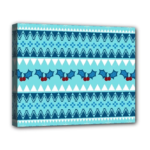 Blue Christmas Vintage Ethnic Seamless Pattern Deluxe Canvas 20  X 16  (stretched) by Bedest