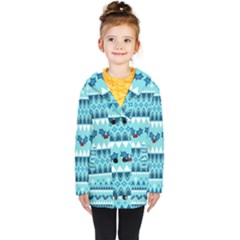 Blue Christmas Vintage Ethnic Seamless Pattern Kids  Double Breasted Button Coat by Bedest