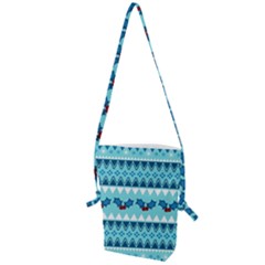 Blue Christmas Vintage Ethnic Seamless Pattern Folding Shoulder Bag by Bedest