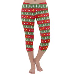 Christmas-papers-red-and-green Capri Yoga Leggings by Bedest