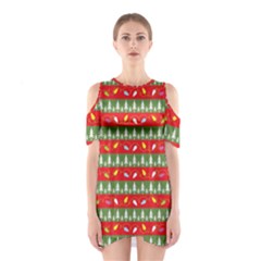 Christmas-papers-red-and-green Shoulder Cutout One Piece Dress by Bedest