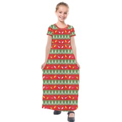 Christmas-papers-red-and-green Kids  Short Sleeve Maxi Dress by Bedest