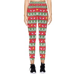 Christmas-papers-red-and-green Pocket Leggings  by Bedest