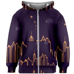 Skyscraper Town Urban Towers Kids  Zipper Hoodie Without Drawstring by pakminggu