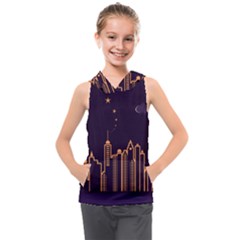 Skyscraper Town Urban Towers Kids  Sleeveless Hoodie by pakminggu