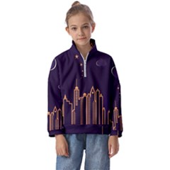 Skyscraper Town Urban Towers Kids  Half Zip Hoodie by pakminggu